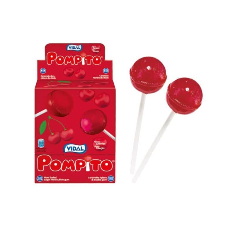 POMPITO Cereza Chicle 100uds VIDAL Piruletas