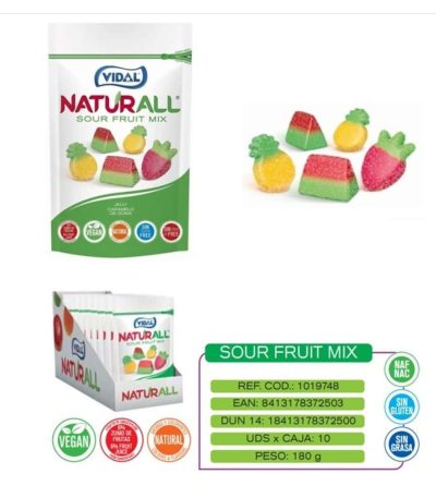 Naturall Vegan Sour Fruit Mix 180grs 10uds Golosinas Veganas