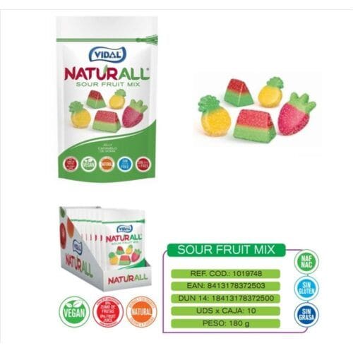 Naturall Vegan Sour Fruit Mix 180grs 10uds Golosinas Veganas
