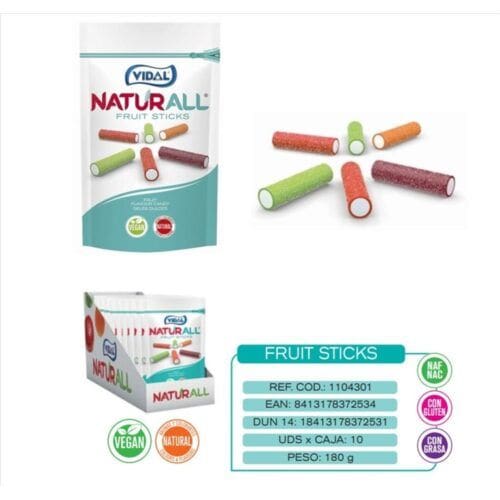 Naturall Vegan Fruit Sticks **Colores** 180grs 10uds Golosinas Veganas