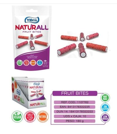 Naturall Vegan Fruit Bites *Rojos** 180grs 10uds Golosinas Veganas