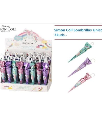 Nav. Simon Coll Sombrillas Unicornio 32uds.- Chocolatinas