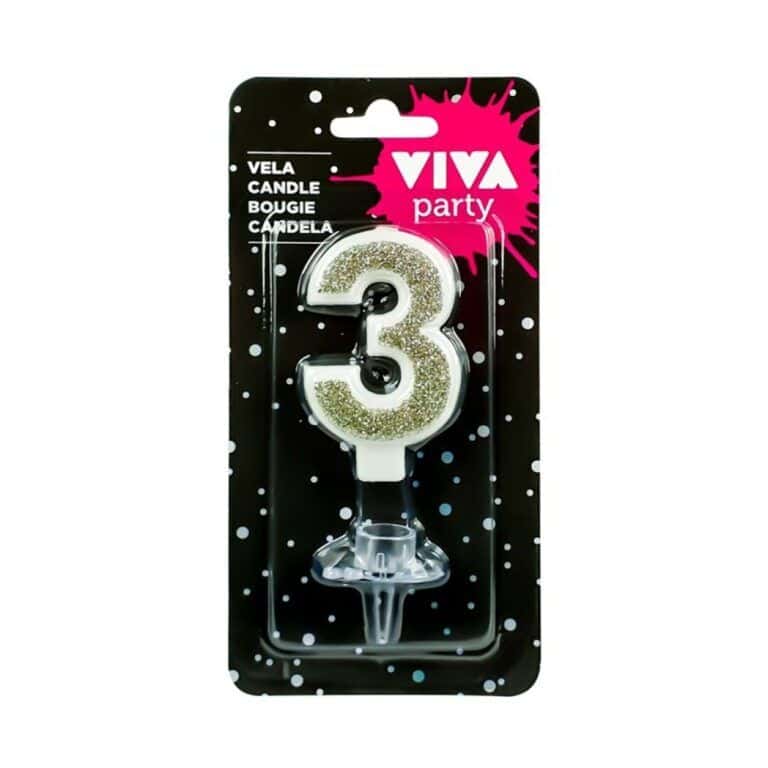 MParty VELA ***PLATA Nº 3***  6,5cm  12UDS Velas