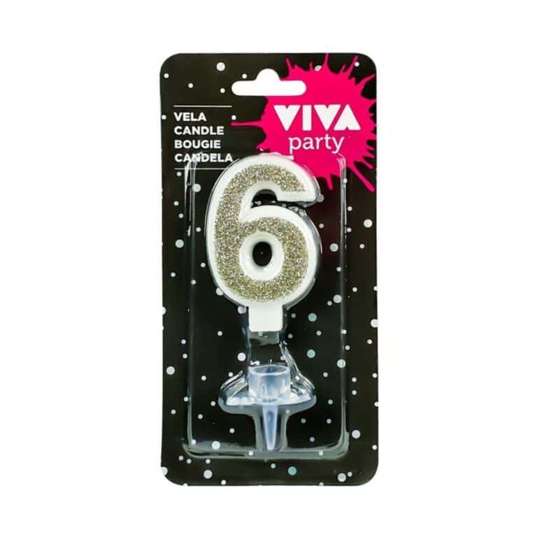 MParty VELA ***PLATA Nº 6***  6,5cm  12UDS Velas