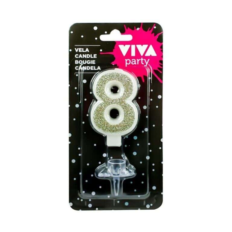 MParty VELA ***PLATA Nº 8***  6,5cm  12UDS Velas