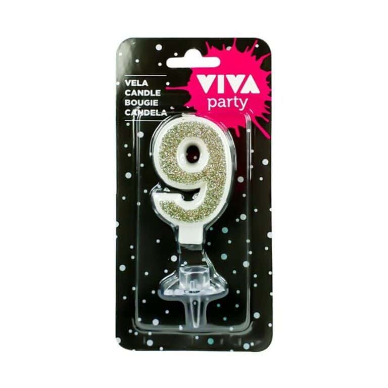 MParty VELA ***PLATA Nº 9***  6,5cm  12UDS Velas