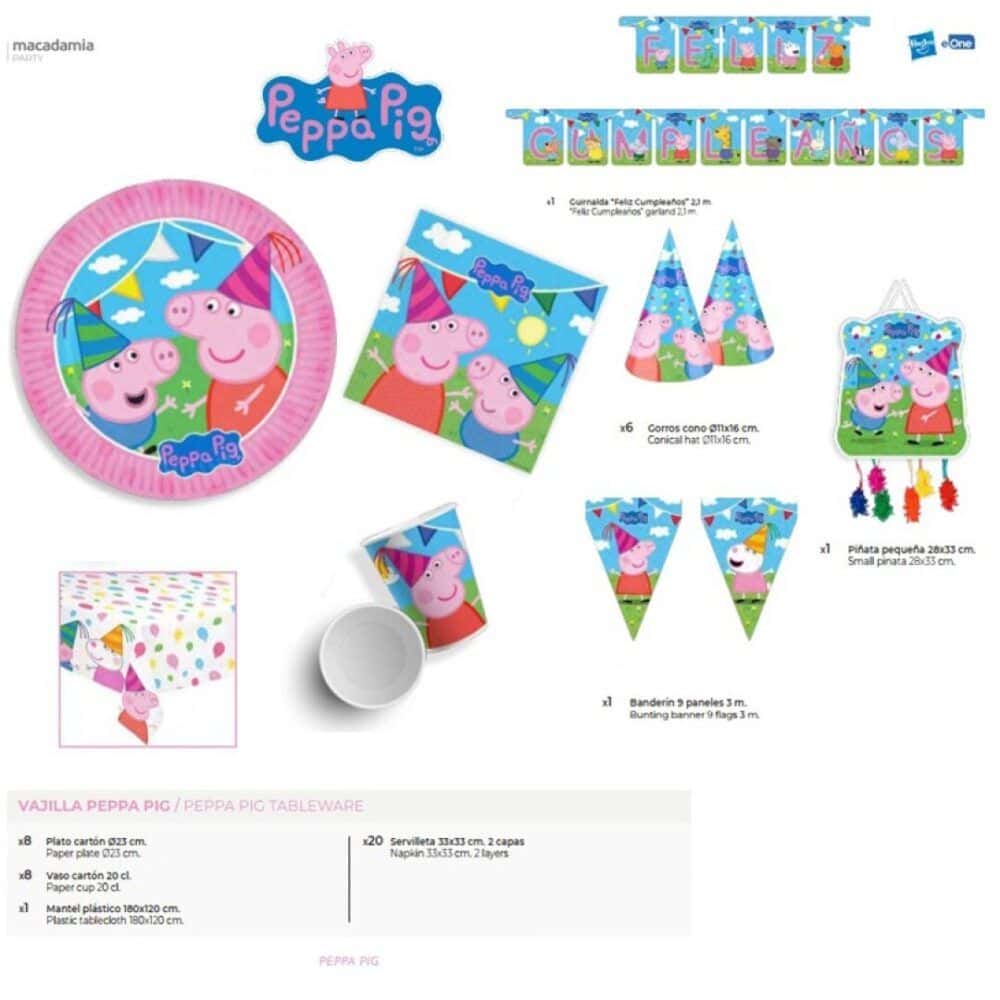 MParty PACK FIESTA Peppa Pig Stdo. 10uds Complementos Fiesta