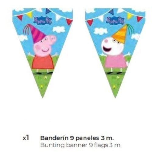 MParty Peppa Pig Banderin 20x30cm 3M. 1ud Complementos Fiesta