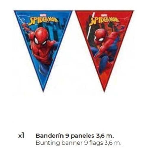 MParty Spiderman Banderin 30x36cm 3M. 1ud Complementos Fiesta