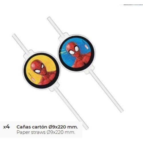 MParty Spiderman Cañas Cartón 22×0.9cm 4uds Complementos Fiesta