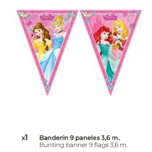 MParty Disney Princesas Banderin 30x36cm 3M. 1ud Complementos Fiesta