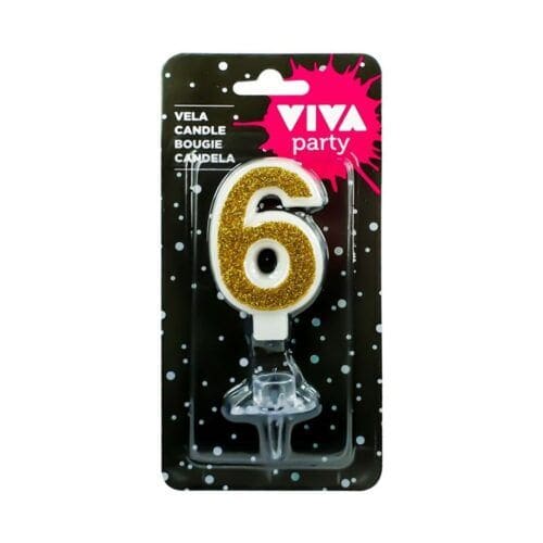 MParty VELA ***ORO Nº 6***  6,5cm  12UDS Velas