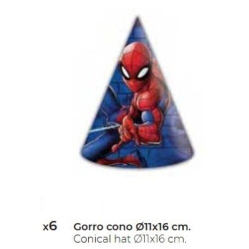 MParty Spiderman Gorros 11x16cm 6uds Complementos Fiesta