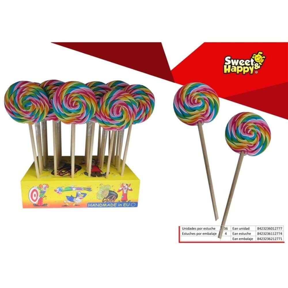 SH Piruleta ESPIRAL COLORES 55grs 36uds Piruletas