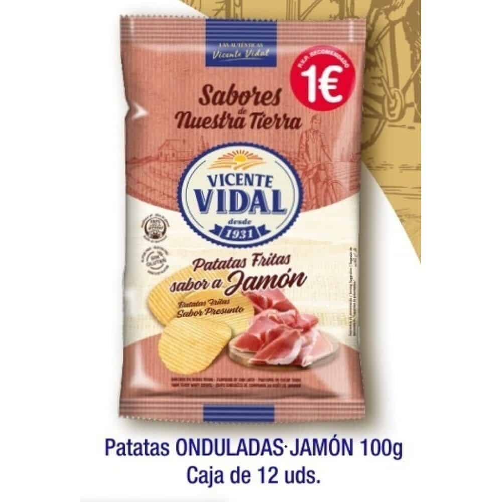 PATATAS Vicente Vidal PVP 1€ 100grs Ond. Jamon 12UDS Patatas