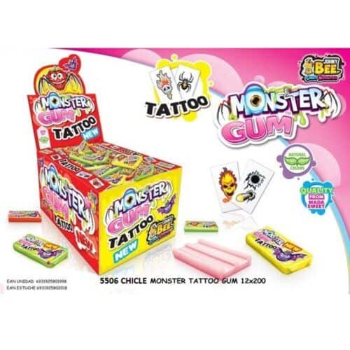 SH CHICLE MONSTER GUM TATTO XTREME 200uds Chicles con Azúcar