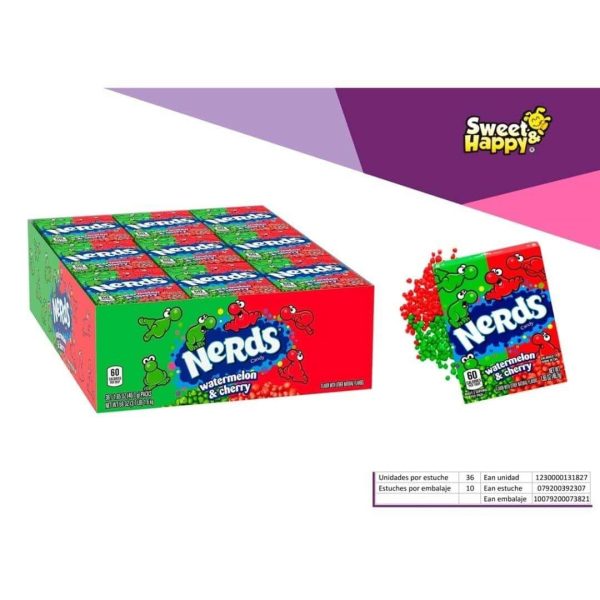 SH NERDS ROJO WATERMELON & CHERRY 36uds Caramelos Estuche con Azúcar