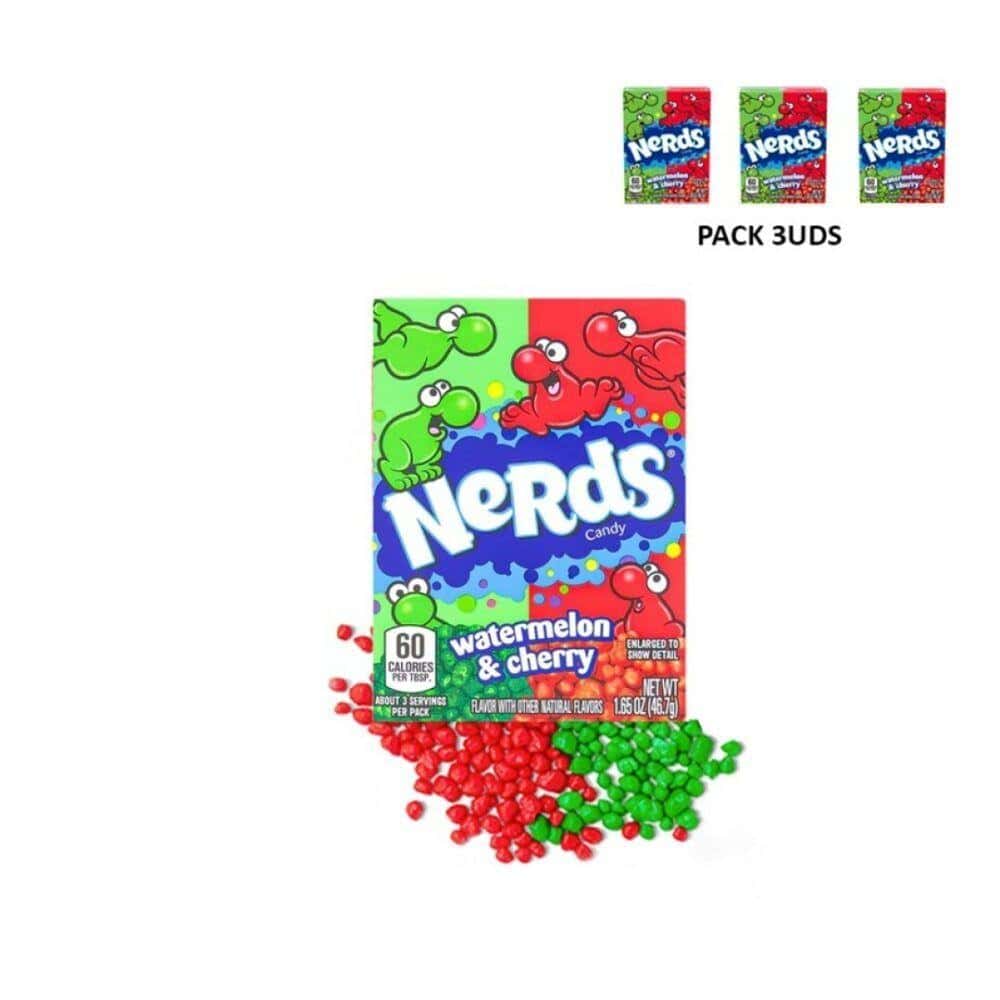 NERDS ROJO WATERMELON & CHERRY **PACK 3UDS** Caramelos Estuche con Azúcar