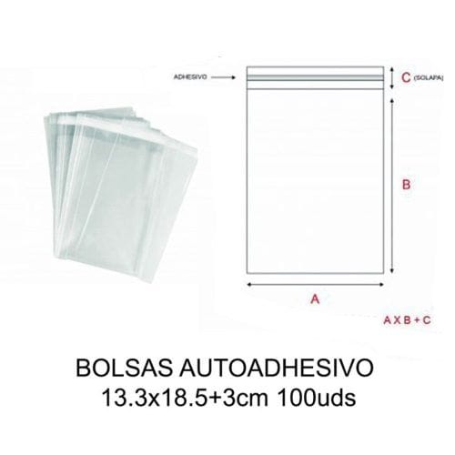 KSA BOLSA 13.3×18.5+3cm Autoadhesivo TRANSP. 100uds Bolsas de mercado