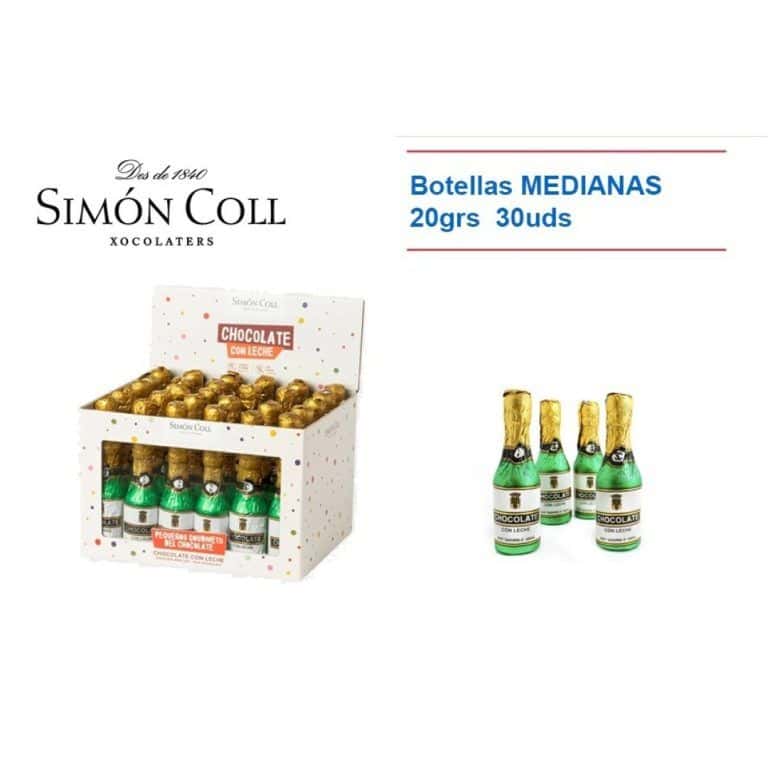Nav. Simon Coll Botellas Medianas 20grs 30uds.- Chocolatinas