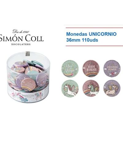 Nav. Simon Coll Monedas UNICORNIO 36mm 110Uds Chocolatinas