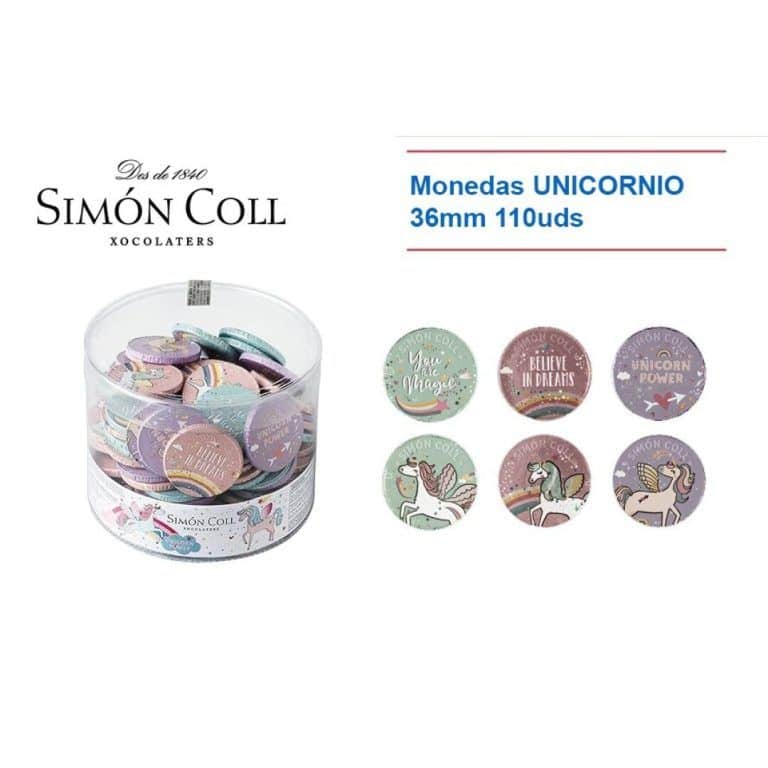 Nav. Simon Coll Monedas UNICORNIO 36mm 110Uds Chocolatinas
