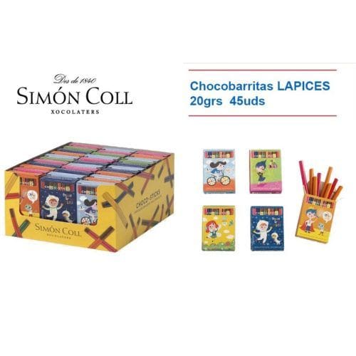 Nav. Simon Coll CHOCOBARRITAS Lapices 20grs 45uds Chocolates en Estuche
