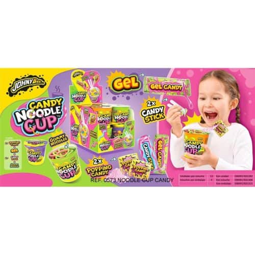 SH CANDY NOODLE CUP Popping+Gel 12uds Juguetes con Golosinas