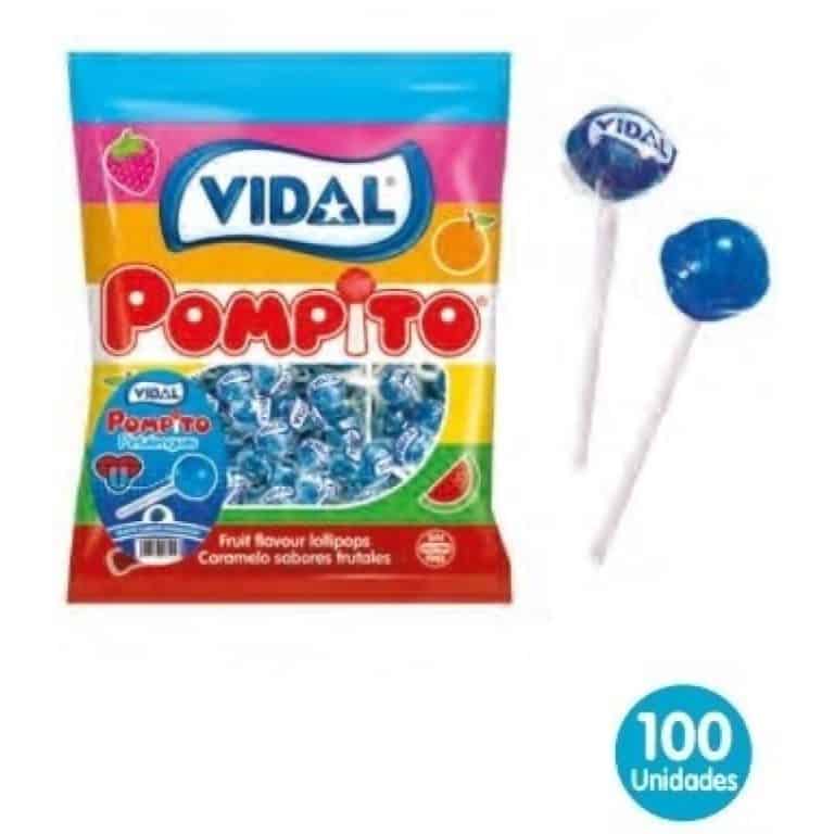 POMPITO Pintalenguas Frambuesa 100uds VIDAL Piruletas