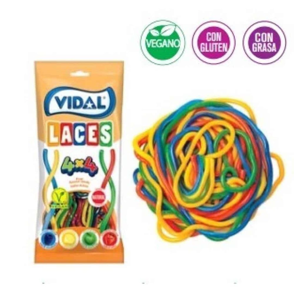LV-LINEA 80 *Vegano* LACES 4 SABORES 14uds (B.13) VIDAL Golosinas Veganas