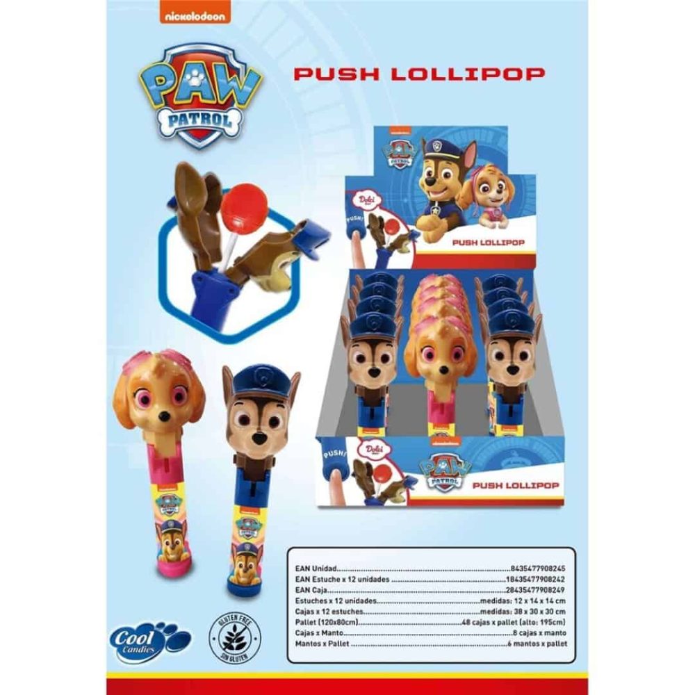 Cool Candies Push Lollipop Paw Patrol  12uds.- Juguetes con Golosinas