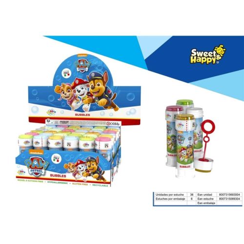 POMPAS Jabón Paw Patrol 60 ml.-36 uds.- Pompas de Jabón
