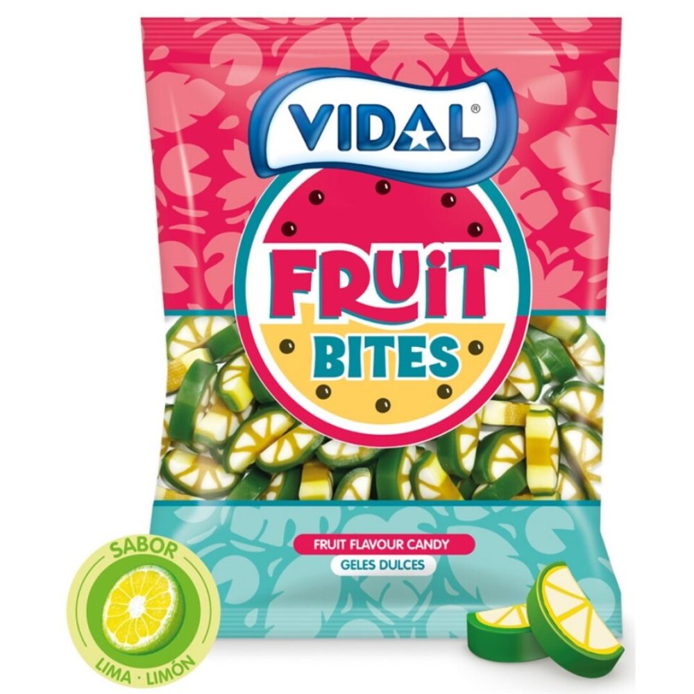 B250uds Fruit Bites LIMA LIMON Regaliz VIDAL Golosinas brillo