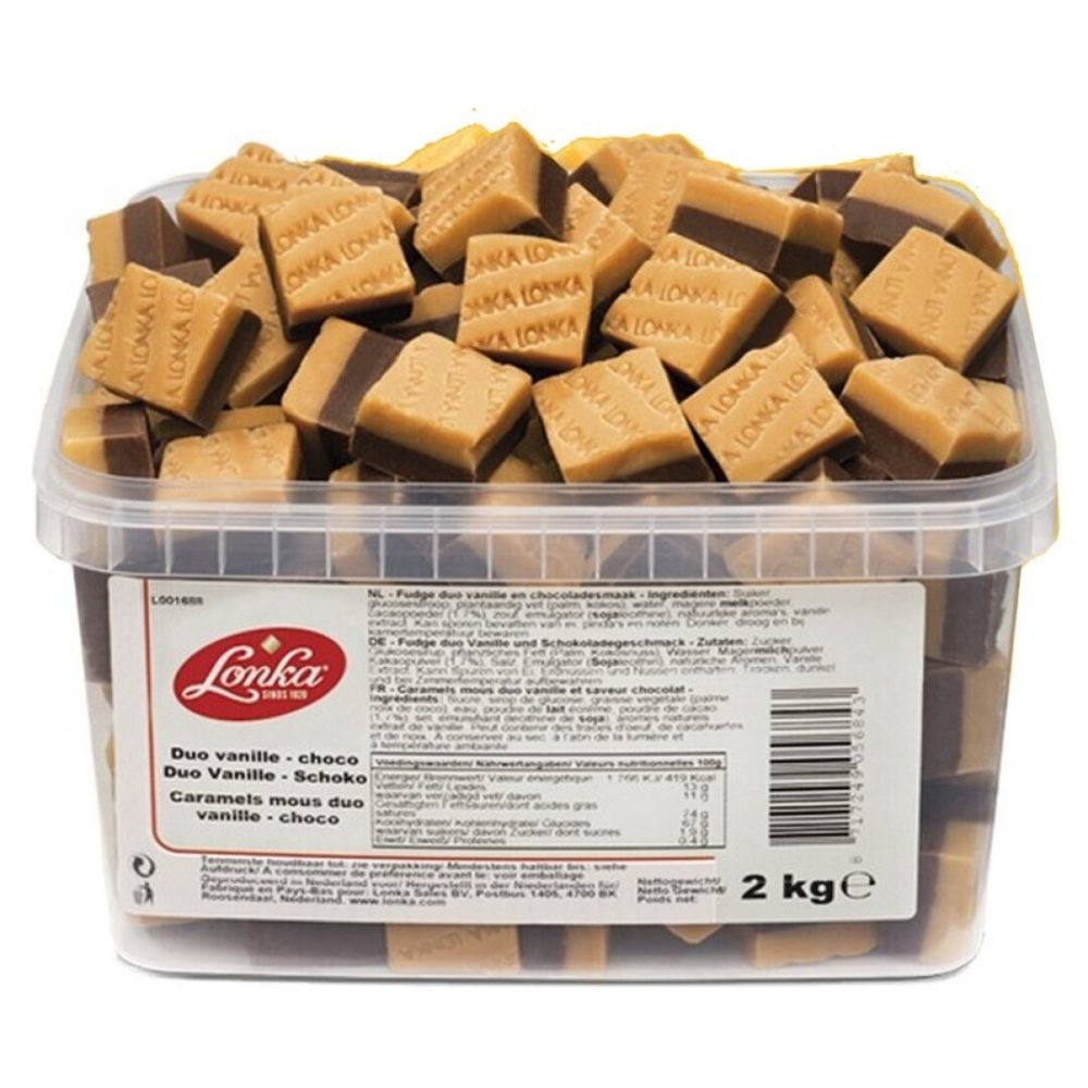 Agruconf LONKA Duo Vainilla-Chocolate Old English 2kg Caramelos a Granel con Azúcar