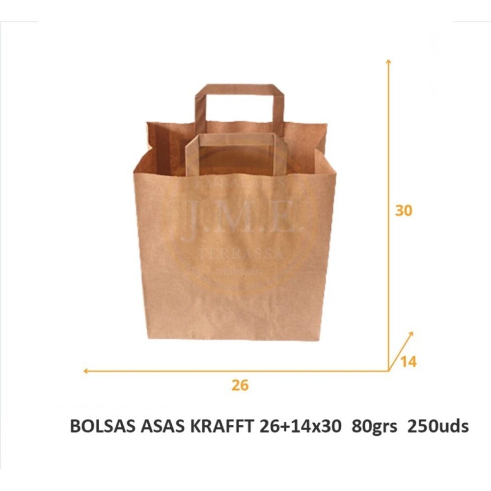 BOLSAS ASAS KRAFFT 26+14×30 80grs  250uds Bolsas de mercado