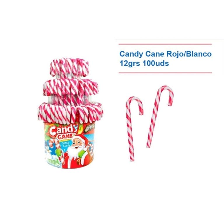 Nav. Candy Cane 12grs. Rojo/Blanco 100uds NAVIDAD