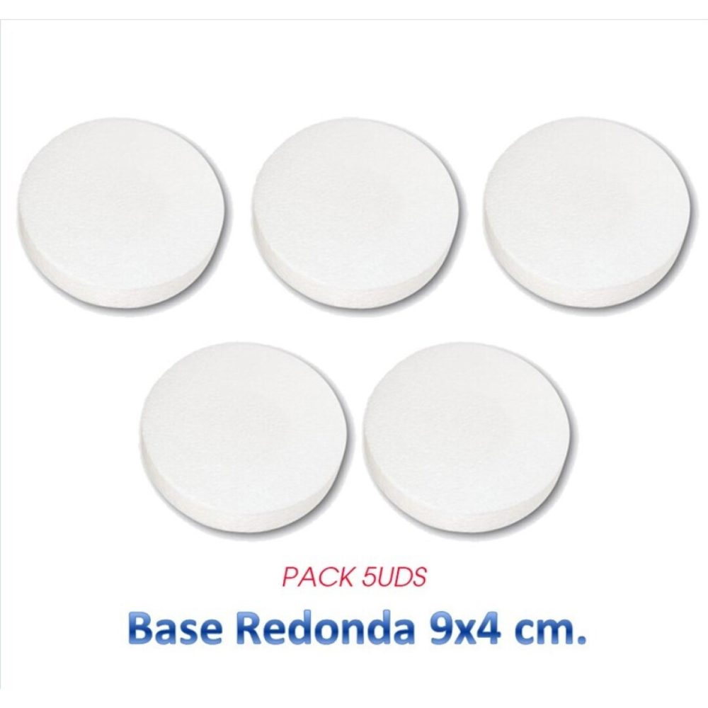 Porexpan Base Redonda 9cm x 4cm **PACK 5uds** Porexpan para Tartas