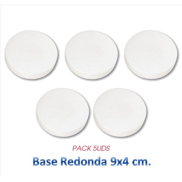 Porexpan Base Redonda 9cm x 4cm **PACK 5uds** Porexpan para Tartas