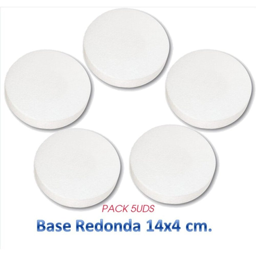 Porexpan Base Redonda 14cm x 4cm **PACK 5uds** Porexpan para Tartas