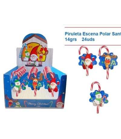 Nav. CFV Candy Cane Escena Polar Santas 14grs 24uds NAVIDAD