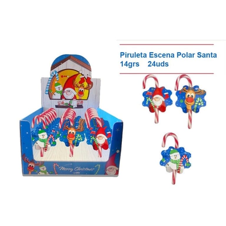 Nav. CFV Candy Cane Escena Polar Santas 14grs 24uds NAVIDAD