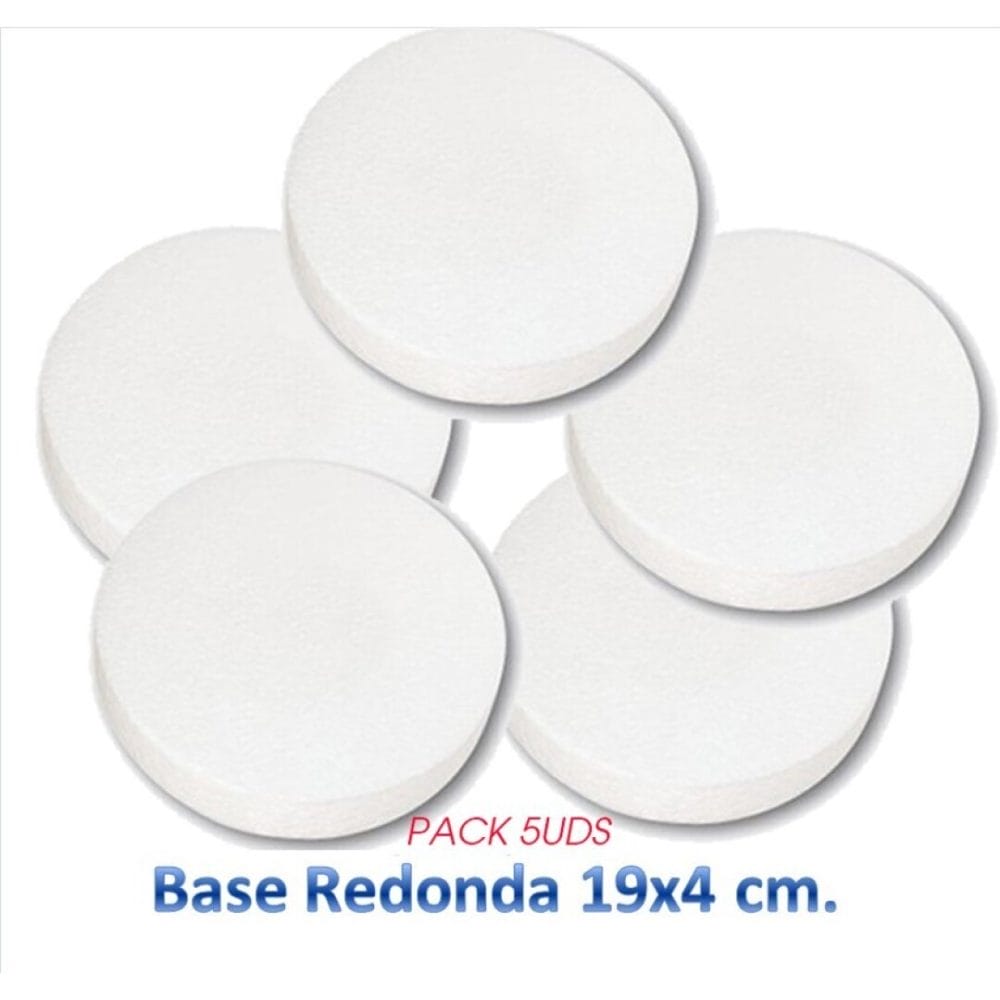 Porexpan Base Redonda 19cm x 4cm **PACK 5uds** Porexpan para Tartas