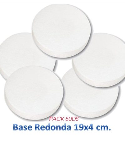 Porexpan Base Redonda 19cm x 4cm **PACK 5uds** Porexpan para Tartas