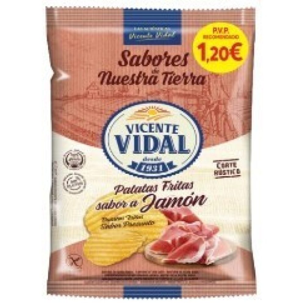 PATATAS Vicente Vidal PVP 1,20€ 100grs Jamon 12UDS Patatas