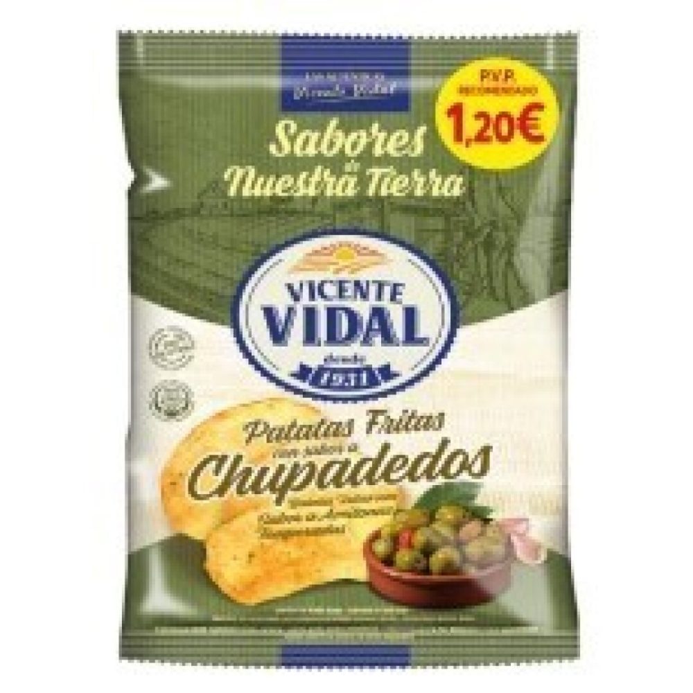 PATATAS Vicente Vidal PVP 1,20€ 100grs Chupadedos 12UDS Patatas