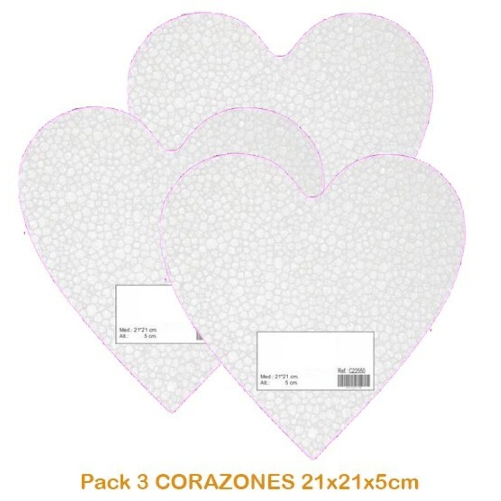 Porexpan CORAZON  21x21x5cm **Pack 3uds** Sin categorizar