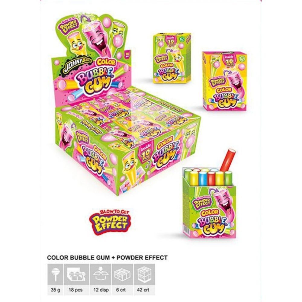 SH COLOR BUBBLE GUM  18uds Chicles con Azúcar