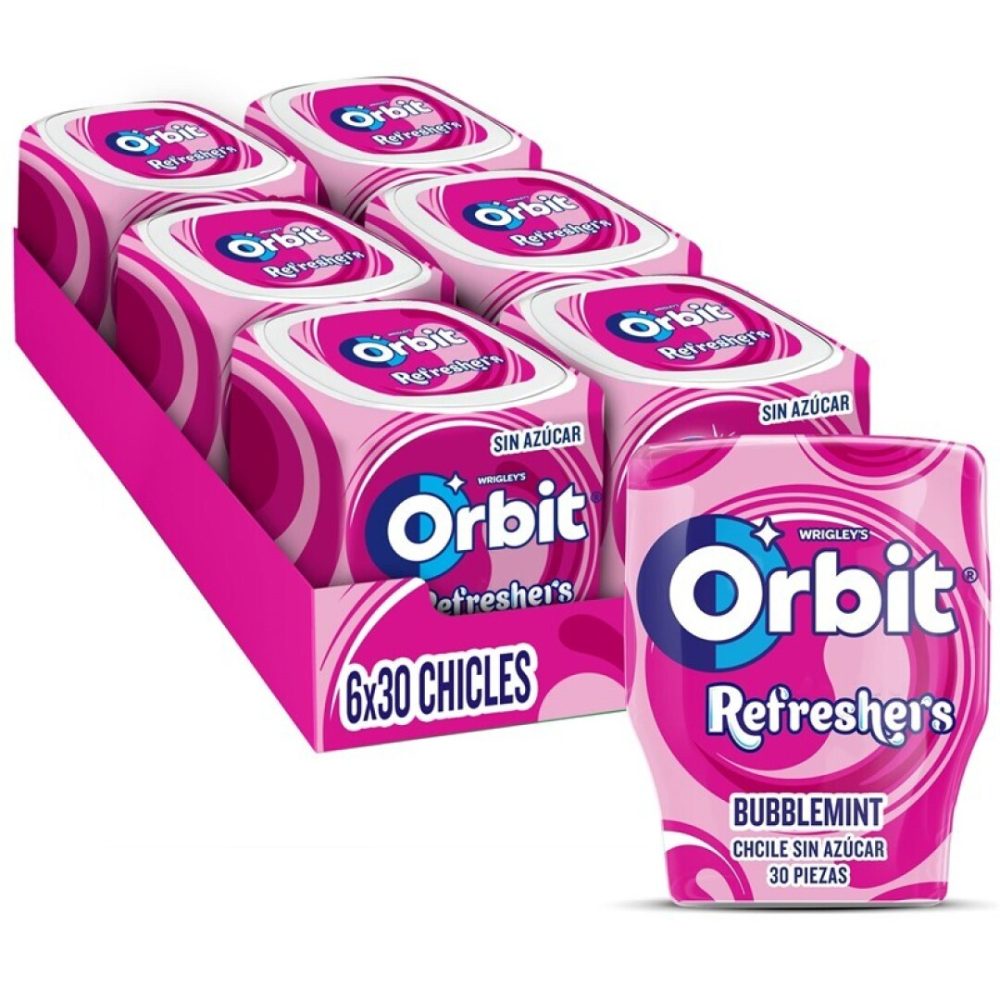 ORBIT BOTE REFRESH 30 Grageas BUBBLEMINT 6uds.- Chicles sin Azúcar