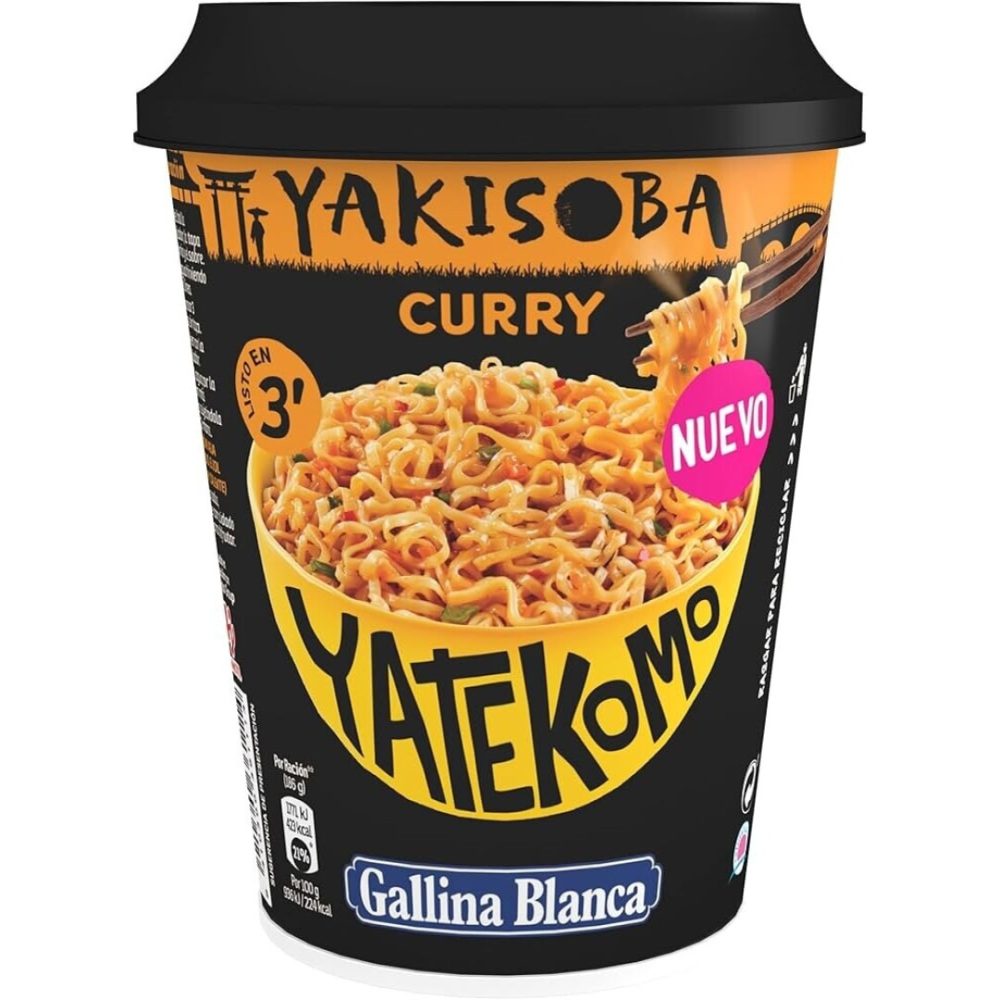 Gallina B. YAKISOBA CURRY 93g  Caja 8uds Fideos instantáneos