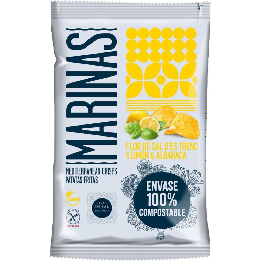 Patatas Marinas (Plastic Free) Limón & Albahaca 150grs 9 uds Patatas